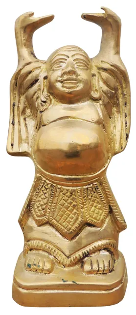 Brass Showpiece Laughing Buddha Plain Statue - 3.5*2.6*7.6 Inch (BS325 G)