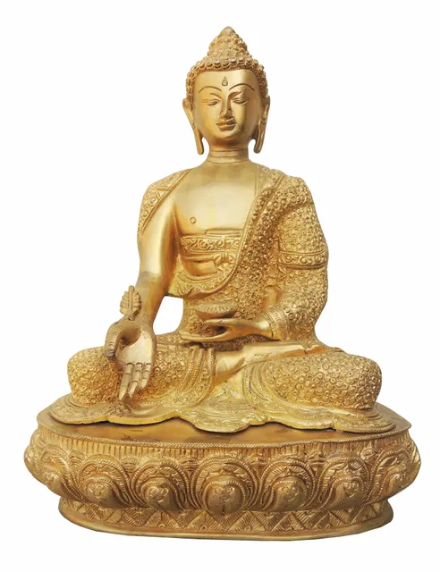 Brass Showpiece Budha Statue With Super Fine Finish - 10*6.8*15.5 Inch (BS324)