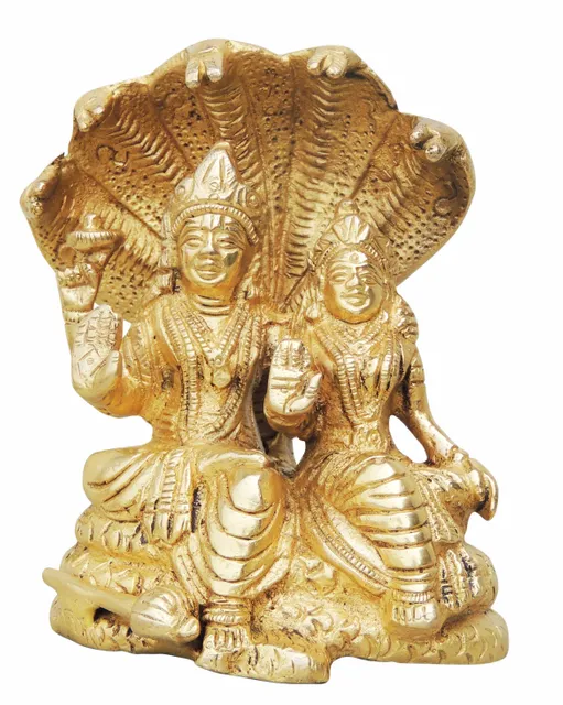 Brass Showpiece Laxmi Naraine With Sheshnaag Statue - 3.5*2.6*4.5 Inch (BS991 C)