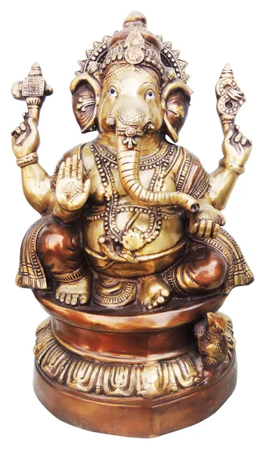 Brass Showpiece Ganesh Ji Statue - 11*6.5*17.2 Inch (BS679)
