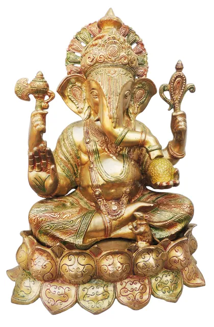 Brass Showpiece Ganesh Ji Statue - 15.5*12*20.8 Inch (BS612 A)