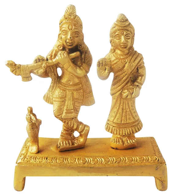 Brass Radha Krishna with Chowki-3.5*1.5*4 (BS1131 B)