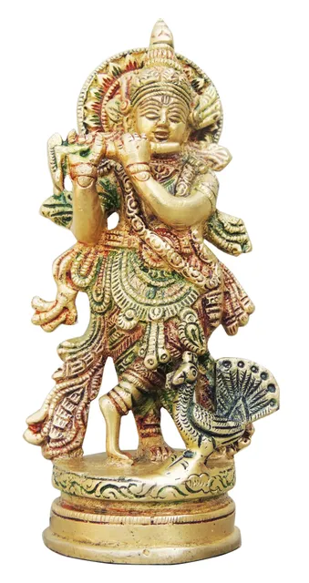 Brass Krishna Colour Statue-3.3*2.5*6.8 (BS938 A)