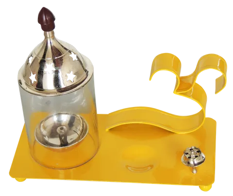 Iron & Brass Om Chimney Deepak yellow No. 2 -7*3.5*6.5 Inches (Z513 Y)