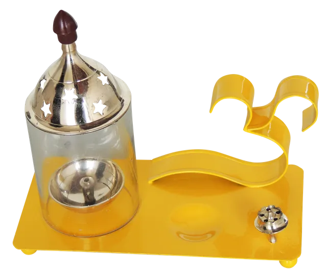 Iron & Brass Om Chimney Deepak yellow No. 2 -7*3.5*6.5 Inches (Z513 Y)