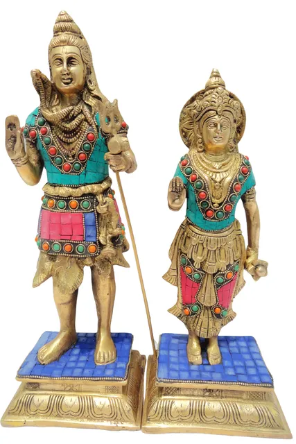 Brass Showpiece Shiv Parvati Pair God Idol Statue (BS127)