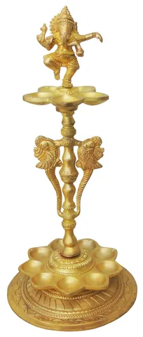 Brass Table D?cor Oil Lamp, Deepak - 6*6*12.5 Inch (BS291)