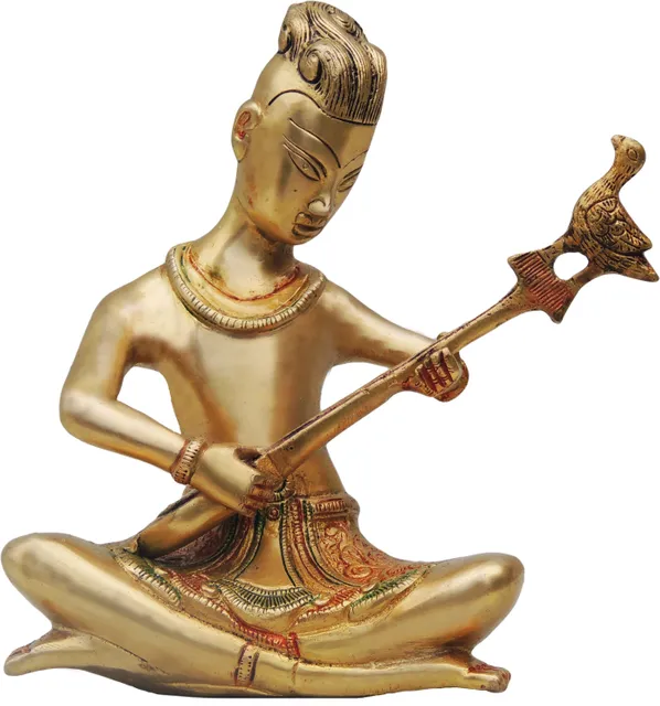 Brass Showpiece Rajasthani Guitar Statue - 6.5*3.5*8.5 Inch (BS479 C)