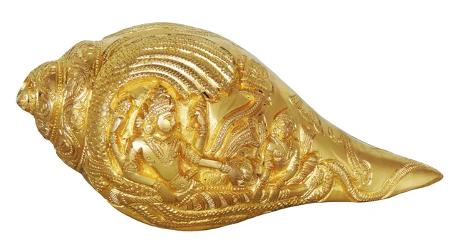 Brass Showpiece Shankh Statue - 8*4*4 Inch (BS579 A)