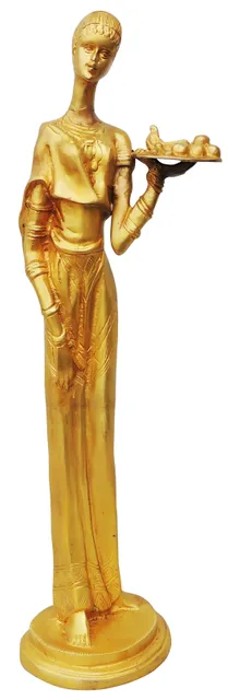 Brass Showpiece Lady With Fruits Statue - 5*4.5*19 Inch (BS854 C)