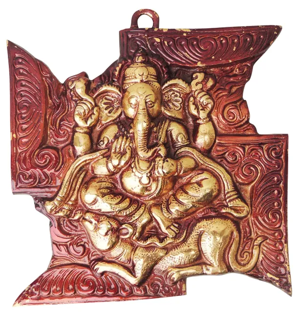 Brass Showpiece Wall Hanging Satiya Ganesh Ji Statue - 6.3*0.5*6.6 Inch (BS862 A)