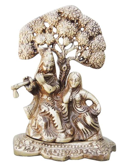 Brass Showpiece Radha Krishna With Tree Statue - 4.7*3*6.5 Inch (BS962 A)