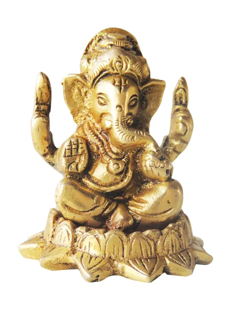 Brass Showpiece Ganesh Ji Statue - 2*2*2.2 Inch (BS1222 G)