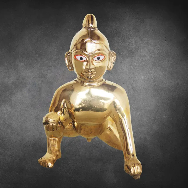 Brass Showpiece Laddu Gopal God Idol Statue  - 9*6*8.6 inch (BS871 F)
