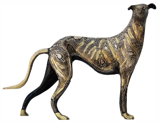 Brass Showpiece Dog Statue - 10*2*7 inch (AN047 C)