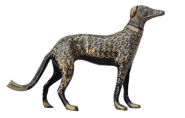 Brass Showpiece Dog Statue - 8*1.5*5 inch (AN050 B)