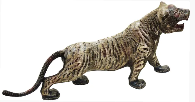 Brass Showpiece Tiger Statue - 27*5.5*12 inch (AN024 A)