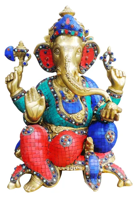 Brass Showpiece Ganesh Ji Statue-14*8*17.7  Inch (BS665)