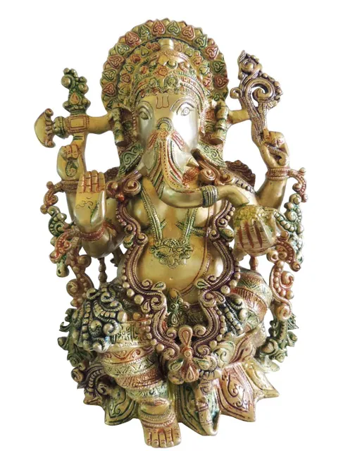 Brass Showpiece Ganesh Ji Statue - 11*8*16 inch (BS1124 G)