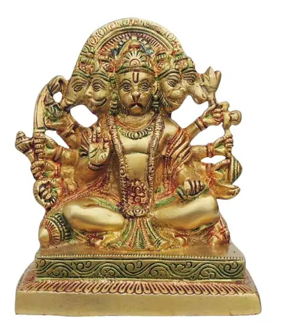 Brass Showpiece Panchmukhi Hanuman Ji Statue  - 5*1.5*7.5 Inch (BS1302 D)