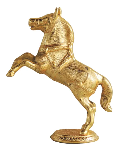 Aluminium Showpiece Horse Standing Gold Statue - 8.2*3.2*10 Inch (AS223 G)