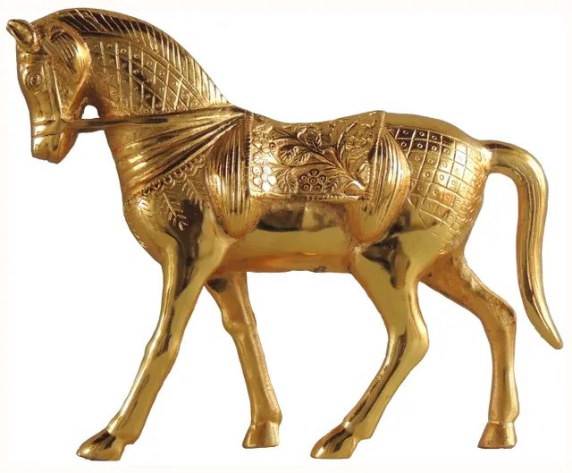 Aluminium Showpiece Gold Horse Statue - 13*4*10.2 Inch (AS212 G)