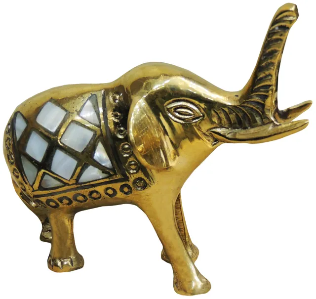 Brass Showpiece Elephant Seep Statue - 4.2*2*3.5 Inch (AN001 B)