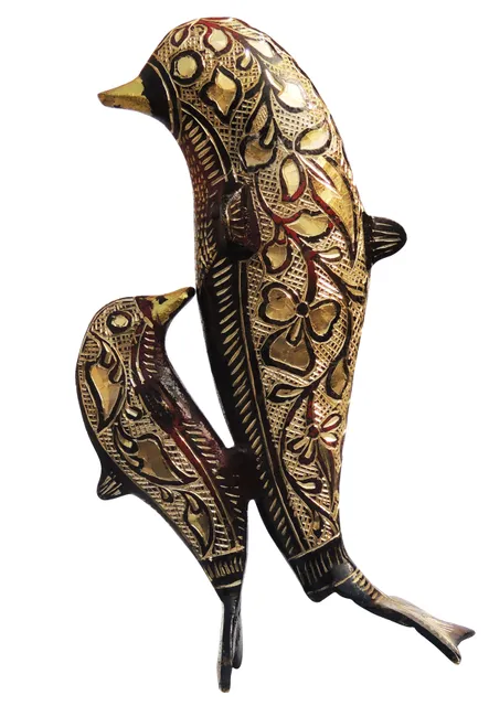 Brass Showpiece Dolphin Fancy Statue - 4.5*2.5*8.2 Inch (AN152)