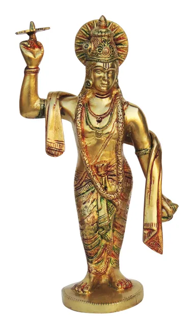 Brass Krishna With Chakra Idol-6.2*3.2*11.1 (BS1017 A)