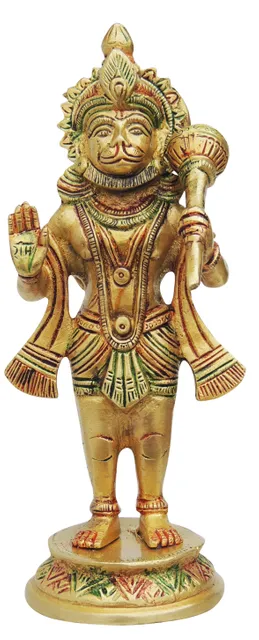 Brass Showpiece Hanuman Ji Standing Round Base Statue  - 3.5*3*8.2 Inch (BS1301 D)