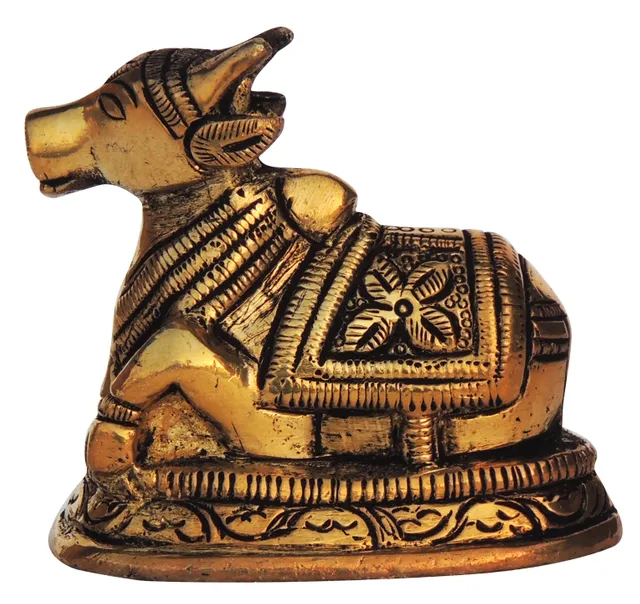 Brass Showpiece Nandi Medium Statue  - 2.3*1.5*2.3 Inch (BS1291 C)