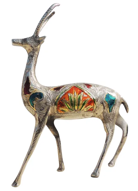 Brass Showpiece Deer Statue - 6.2*1.6*9.5 Inch (AN037 A)