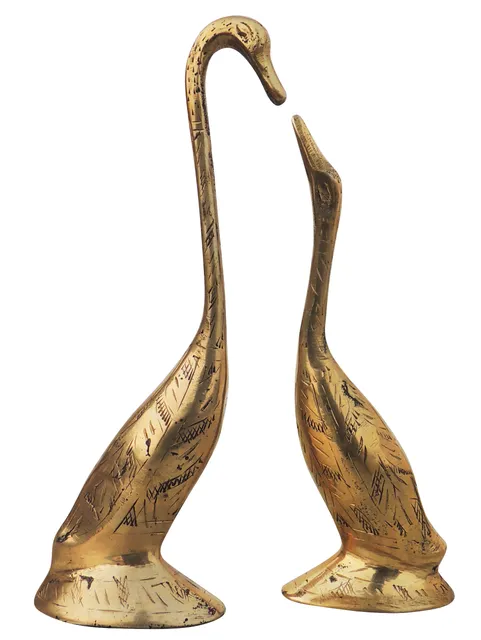 Brass Showpiece Duck Pair Statue - 2.5*1.5*7.6 Inch (AN165 A)