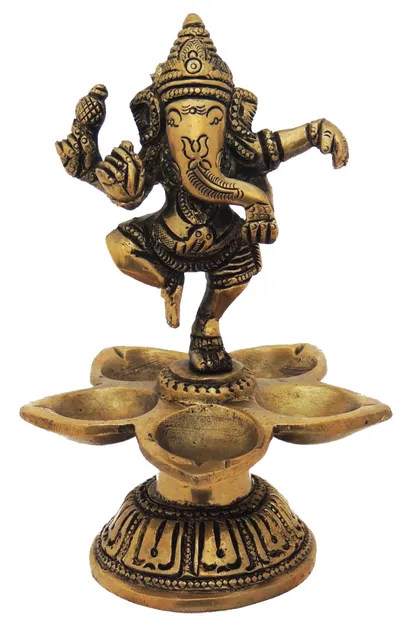 Brass Showpiece Dancing Ganesha Statue - 3.5*3.5*5.2 Inch (BS218 B)
