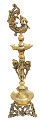 Brass Table Decor Oil Lamp, Deepak - 7.4*7.4*25 Inch (BS980 C)
