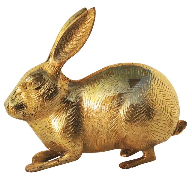 Brass Showpiece Rabbit Statue - 7.5*3*6.5 Inch (AN077 C)