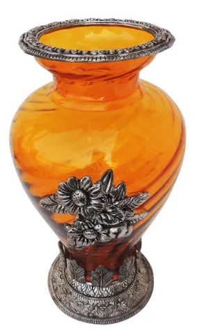Home & Garden Decorative Flower Pot, Vase Yellow Glass - 6*6*10.5 Inch (AS147 A)