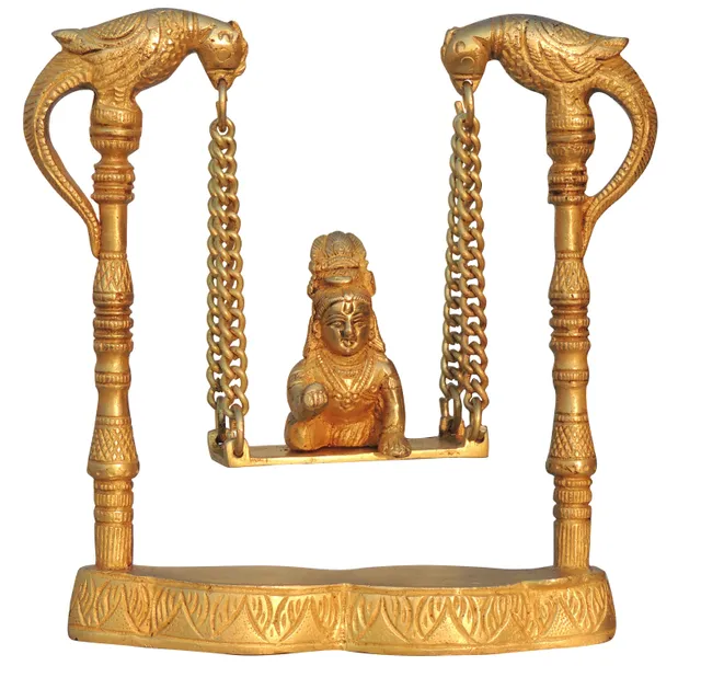 Brass Showpiece Laddu Gopal Jhula Statue - 8*2*8 Inch (BS1289 B)