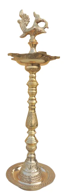 Brass Table Decor Mahabharat Oil Lamp, Deepak - 6.5*6.5*21 Inch (F686 C)