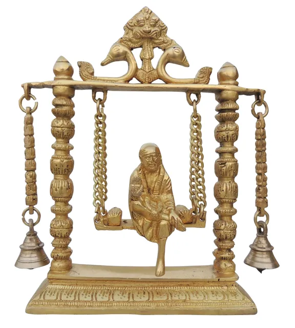 Brass Showpiece Sai Baba on Jhula Idol Statue - 8.2*2.2*10* Inch (BS1288 B)