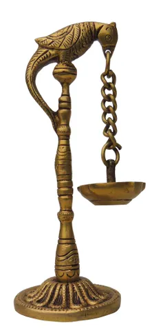 Brass Table D?cor Oil Lamp, Deepak - 2.5*2.5*7.2 Inch (BS1312 C)