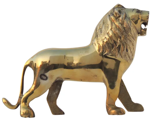 Brass Showpiece Lion Statue - 9*2*7 Inch (AN193 C)