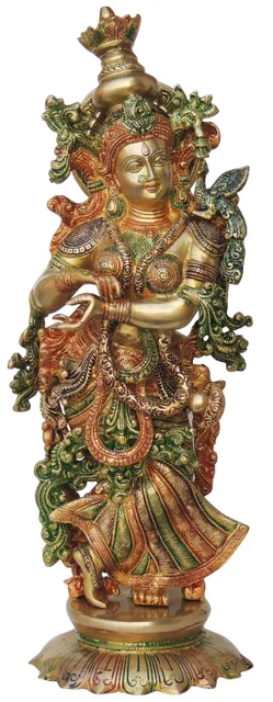Brass Showpiece Radha Statue - 9*7.3*24.7 Inch (BS1379 R)