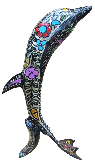 Brass Showpiece Dolphin Statue - 6*6*14 Inch (AN240 D)