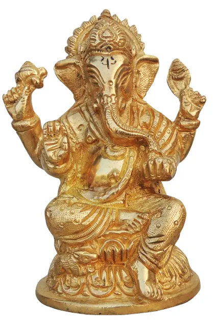 Brass Showpiece Ganesh Ji Statue - 3*2.2*4.3 Inch (BS225)