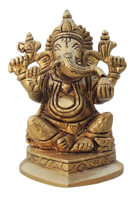 Brass Showpiece Ganesh Ji God Idol Statue - 2.5*2.5*4 Inch (BS1336 G)