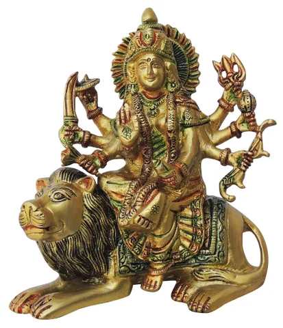 Brass Showpiece Durga Ji God Idol Statue - 6.5*2.5*7 Inch (BS937 S)