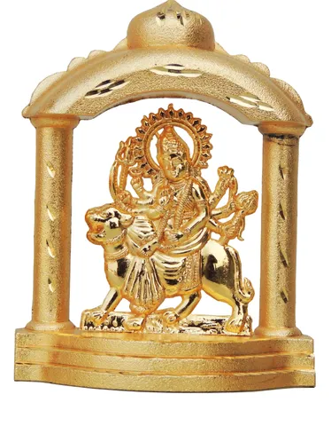 Aluminium Showpiece Durga Ji Mandir Gold Statue - 3.5*2*5 Inch (AS191 A)
