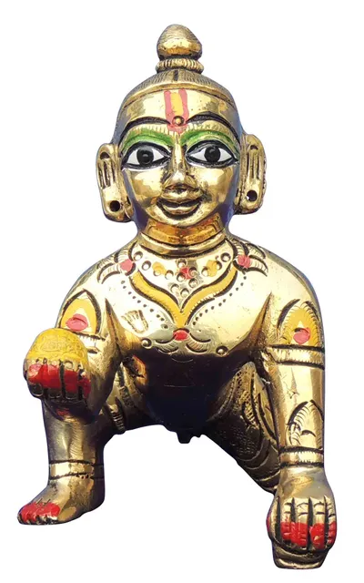 Brass Showpiece Laddu Gopal Idol Statue -4.5*2*3.5 Inch  (BS1300 D)