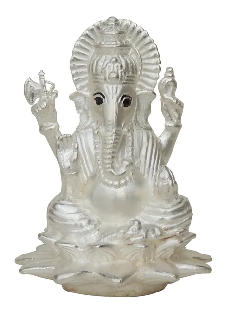 Pure Silver Ganesh Idol statue - 999 Hallmarked Silver Statue - 2.5*2.5*3.5 Inch, 50 gm (SL013 G )